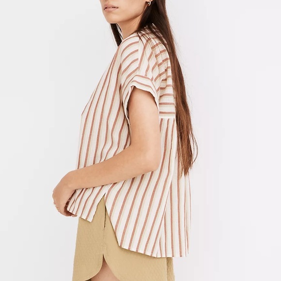 NWT Crinkle Cotton Lakeline Popover Shirt in Stripe - Size Large - Picture 4 of 10